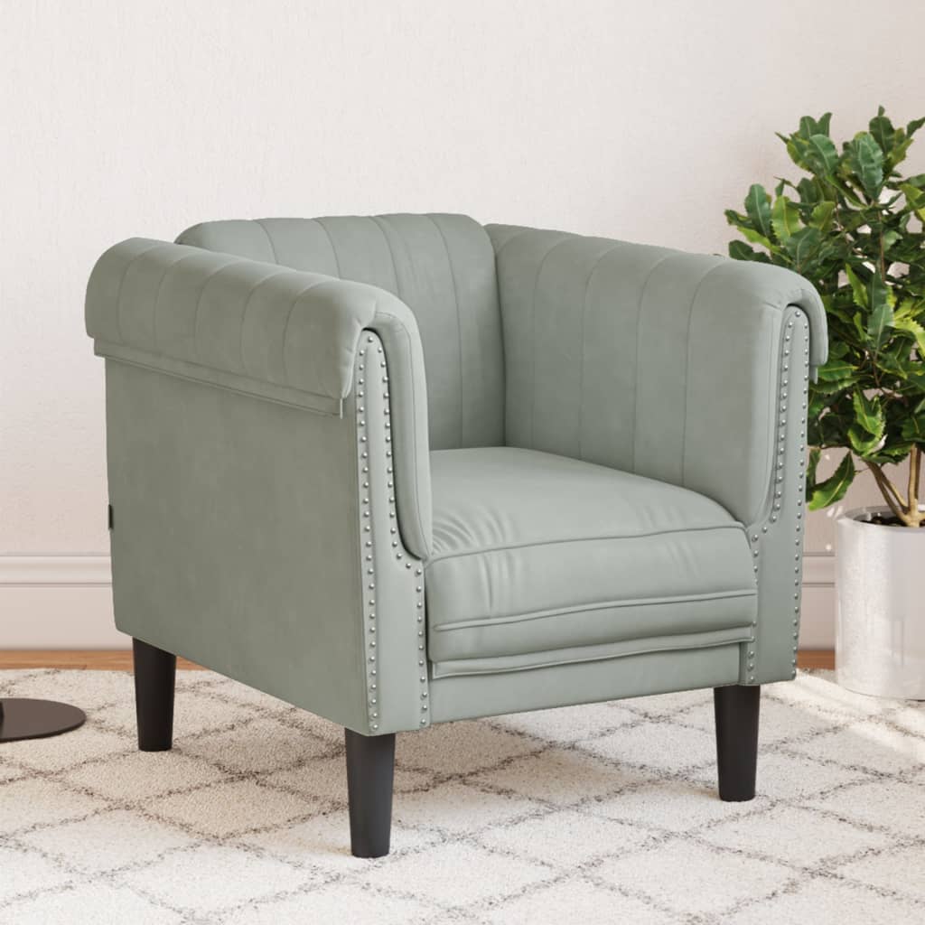 Fauteuil gris clair Velours Canapés vidaXL   