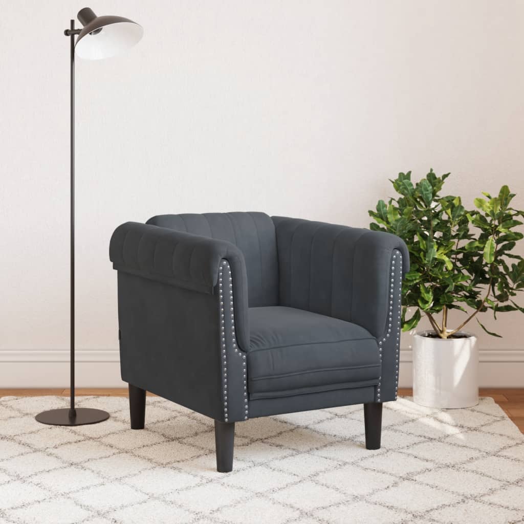 Fauteuil gris foncé velours Canapés vidaXL