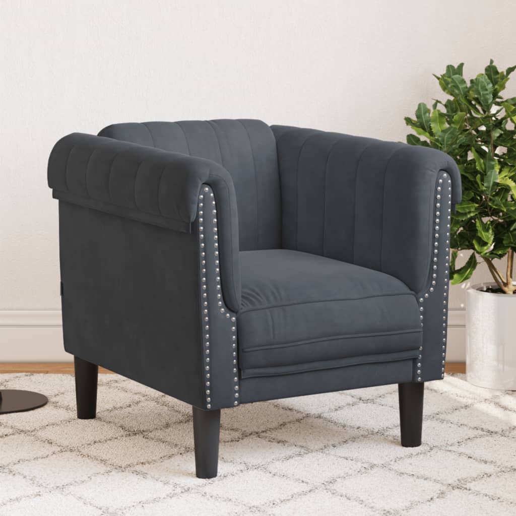 Fauteuil gris foncé velours Canapés vidaXL