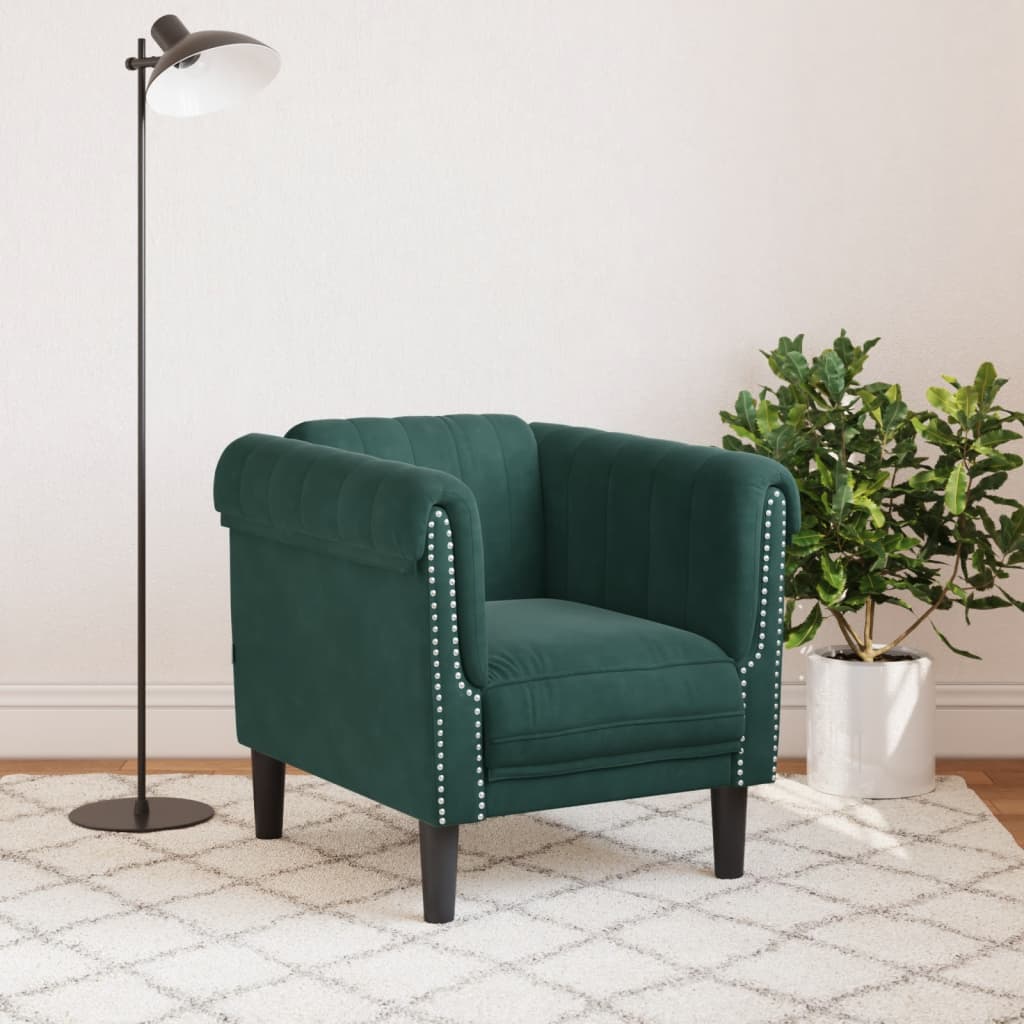 Fauteuil vert foncé velours Canapés vidaXL