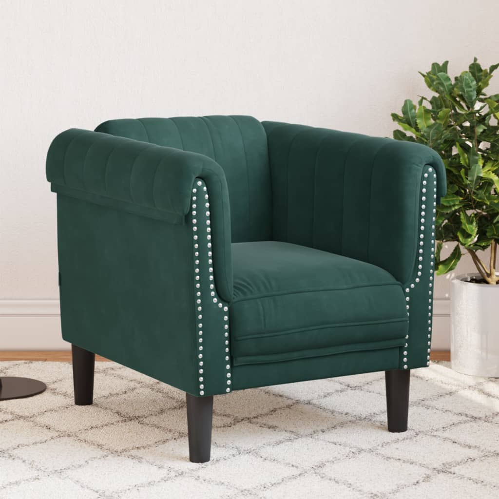 Fauteuil vert foncé velours Canapés vidaXL