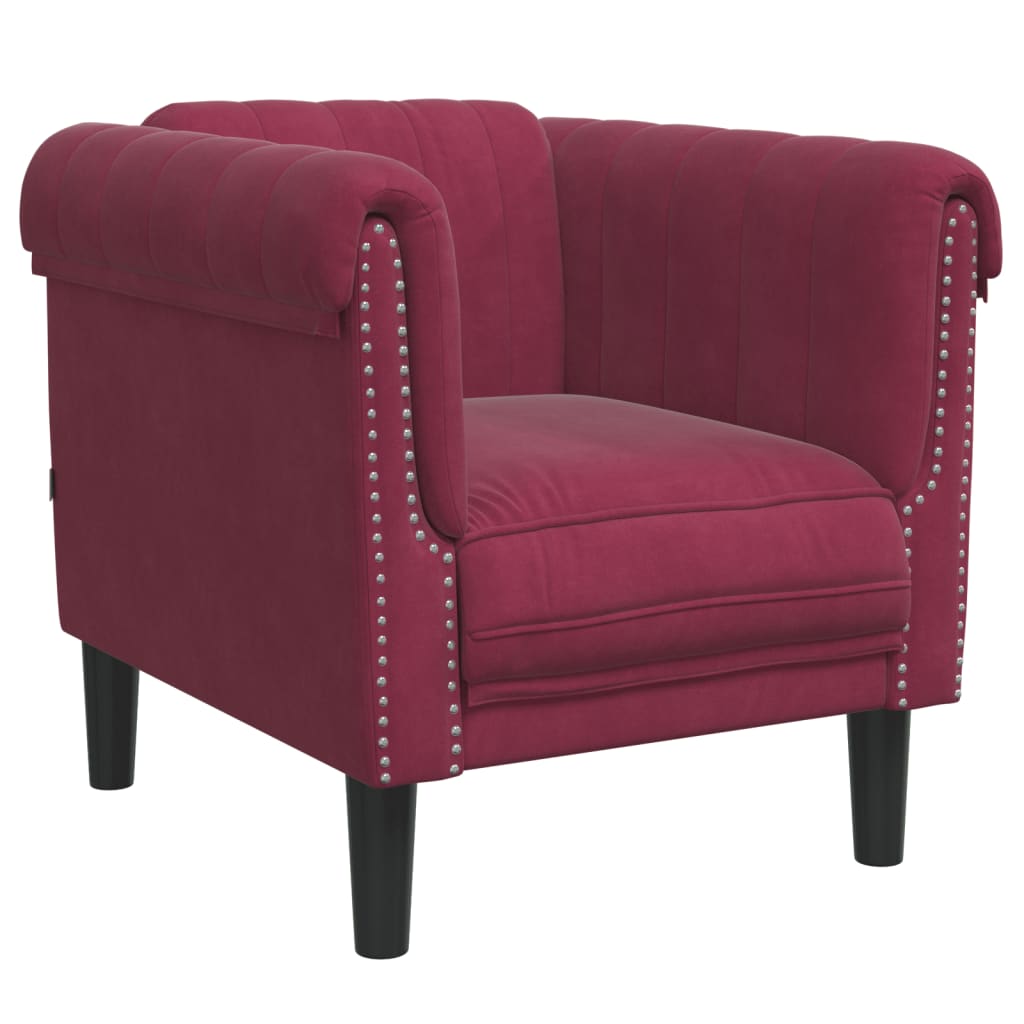 Fauteuil rouge bordeaux velours Canapés vidaXL