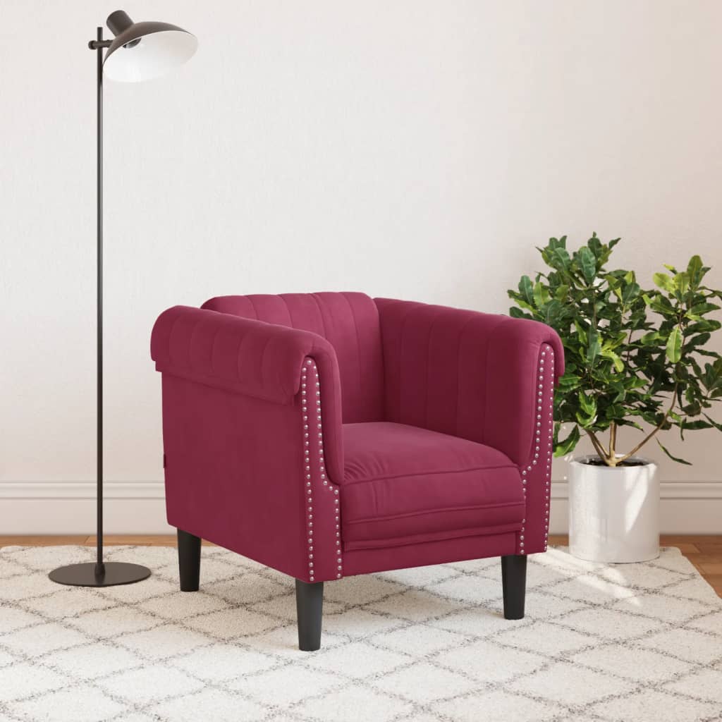 Fauteuil rouge bordeaux velours Canapés vidaXL