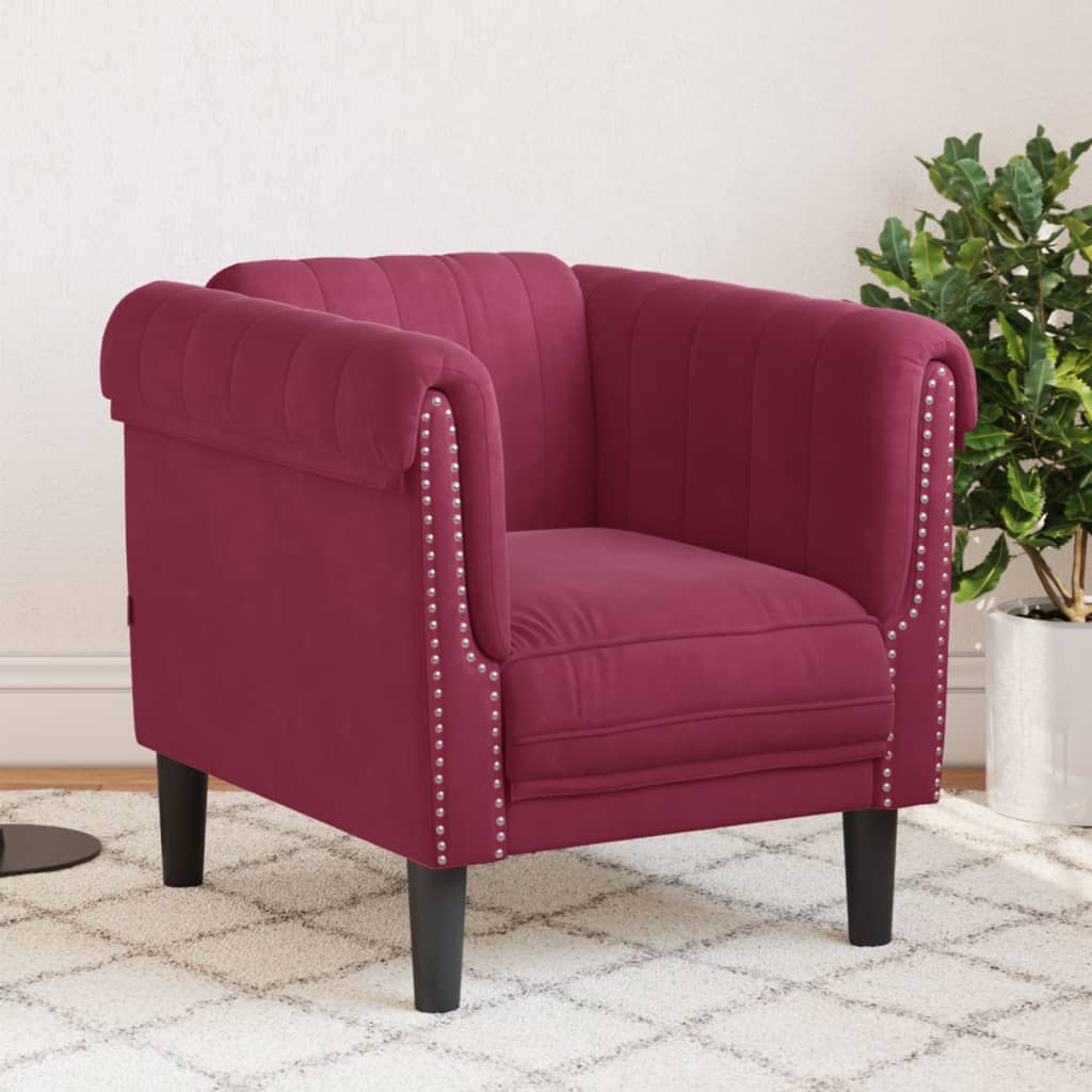 Fauteuil rouge bordeaux velours Canapés vidaXL