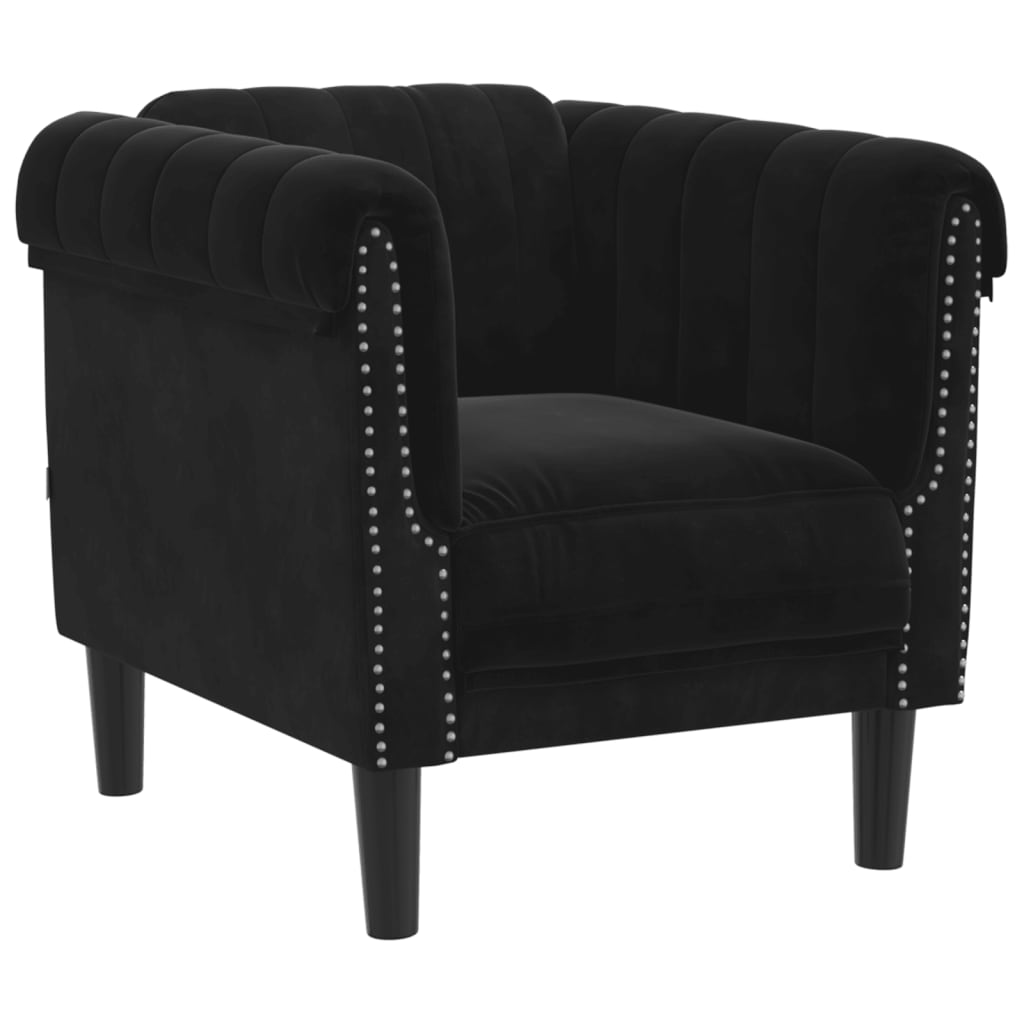 Fauteuil noir velours Canapés vidaXL