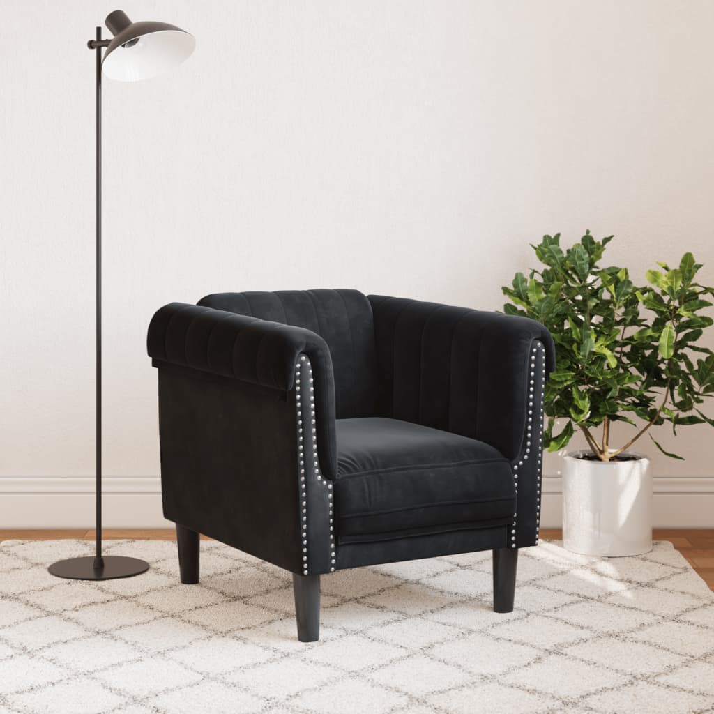 Fauteuil noir velours Canapés vidaXL