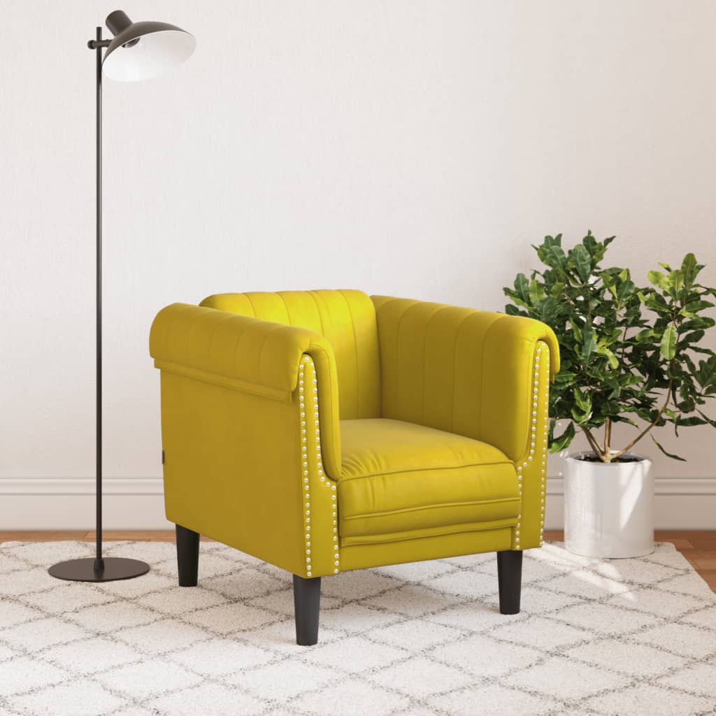 Fauteuil jaune velours Canapés vidaXL