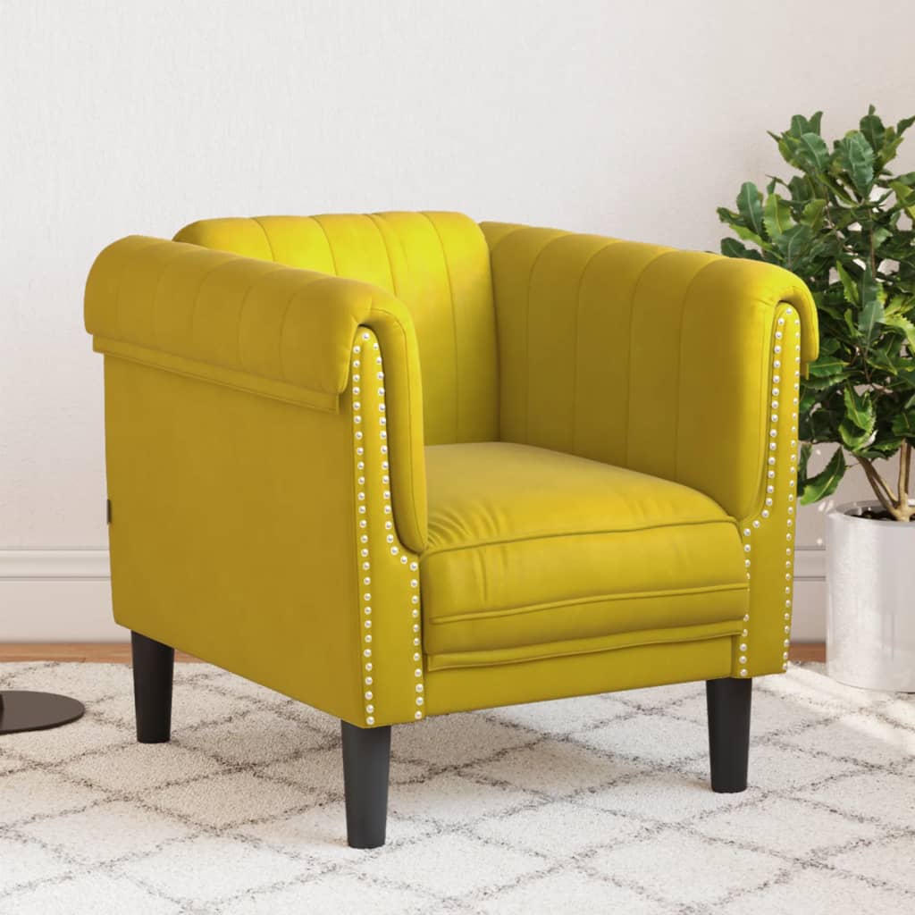 Fauteuil jaune velours Canapés vidaXL