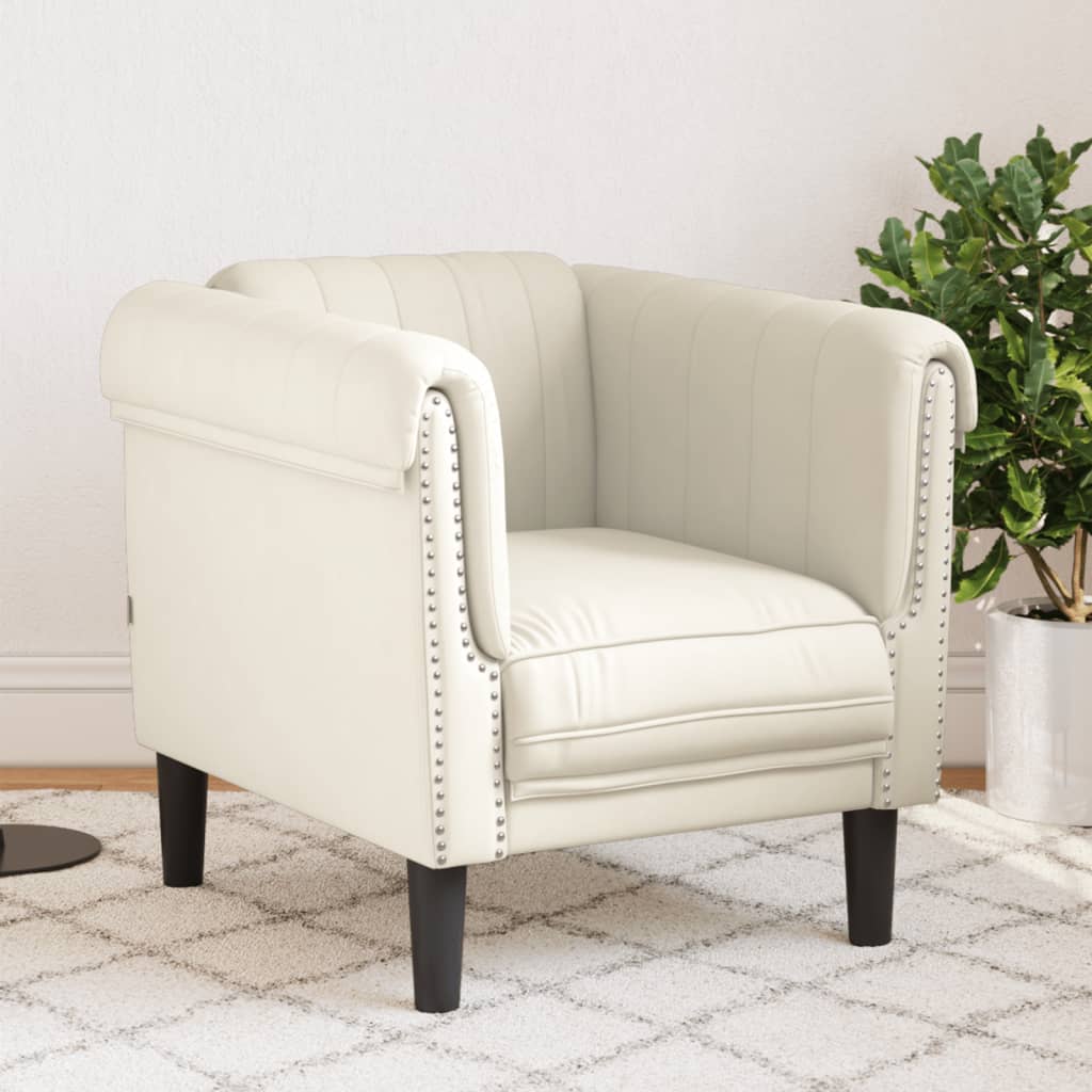 Fauteuil crème velours Canapés vidaXL