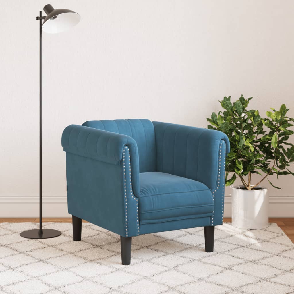 Fauteuil bleu velours Canapés vidaXL