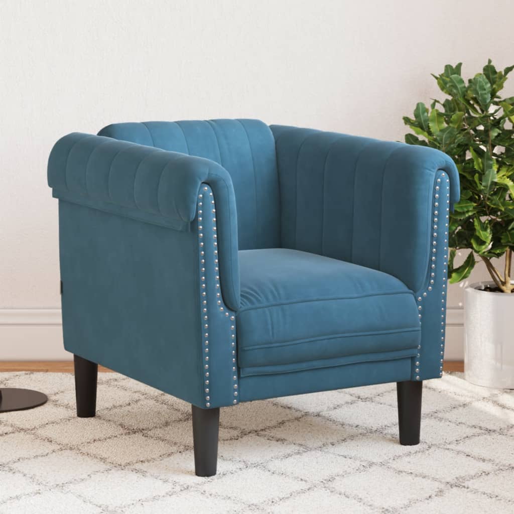 Fauteuil bleu velours Canapés vidaXL