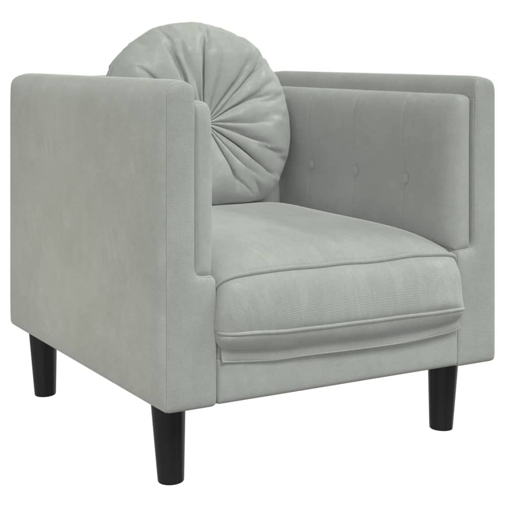 Fauteuil avec coussin gris clair Velours Canapés vidaXL   