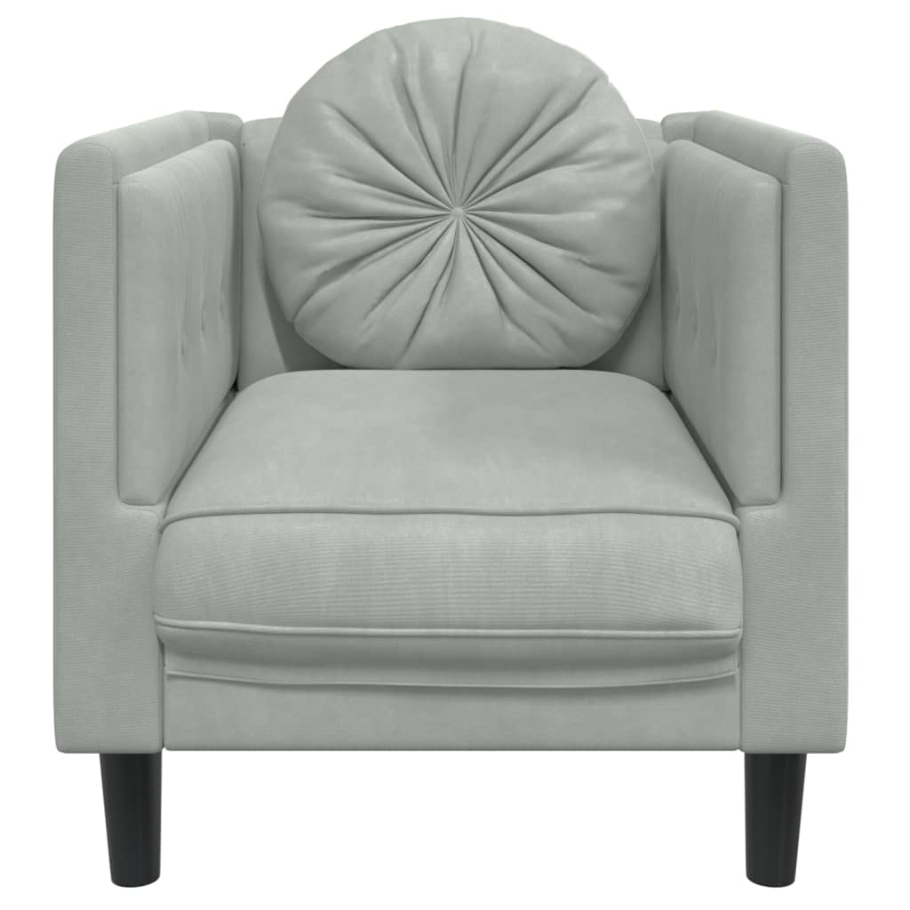 Fauteuil avec coussin gris clair Velours Canapés vidaXL   