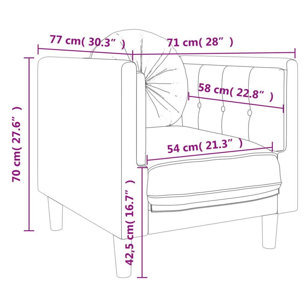 Fauteuil avec coussin gris clair Velours Canapés vidaXL   