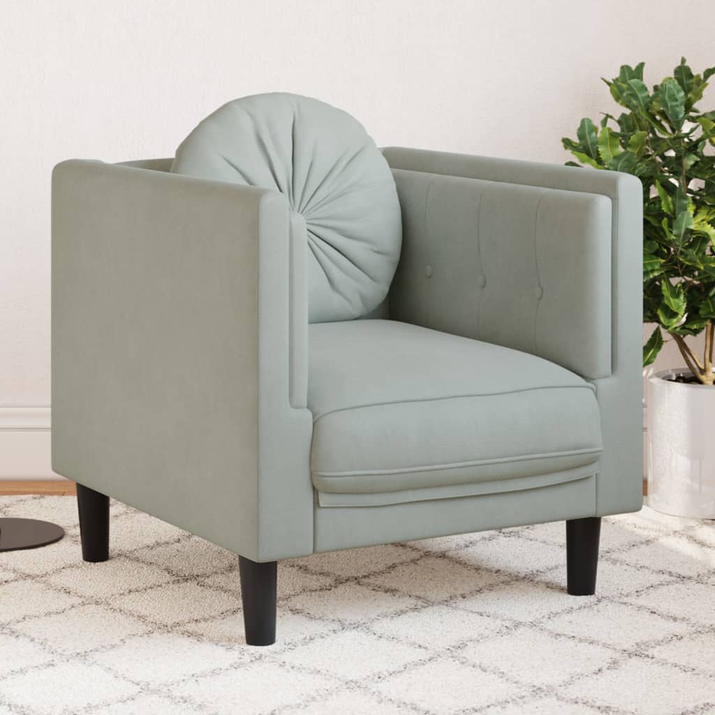 Fauteuil avec coussin gris clair Velours Canapés vidaXL   