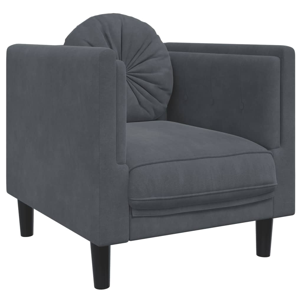 Fauteuil avec coussin gris foncé velours Canapés vidaXL   