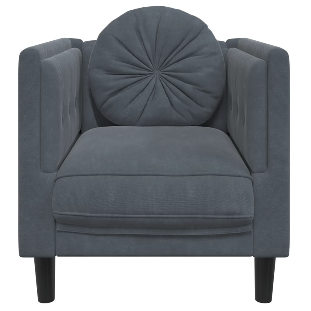 Fauteuil avec coussin gris foncé velours Canapés vidaXL   