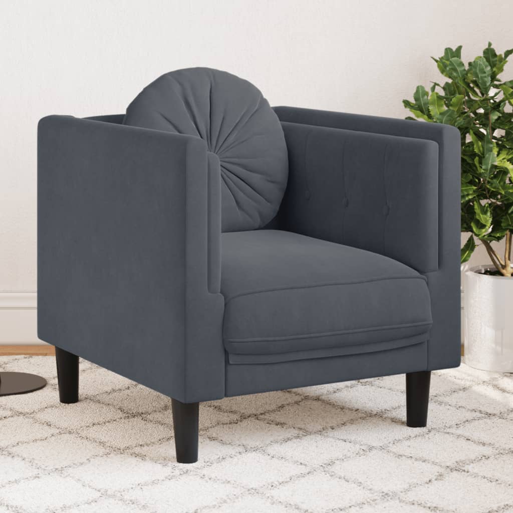 Fauteuil avec coussin gris foncé velours Canapés vidaXL   