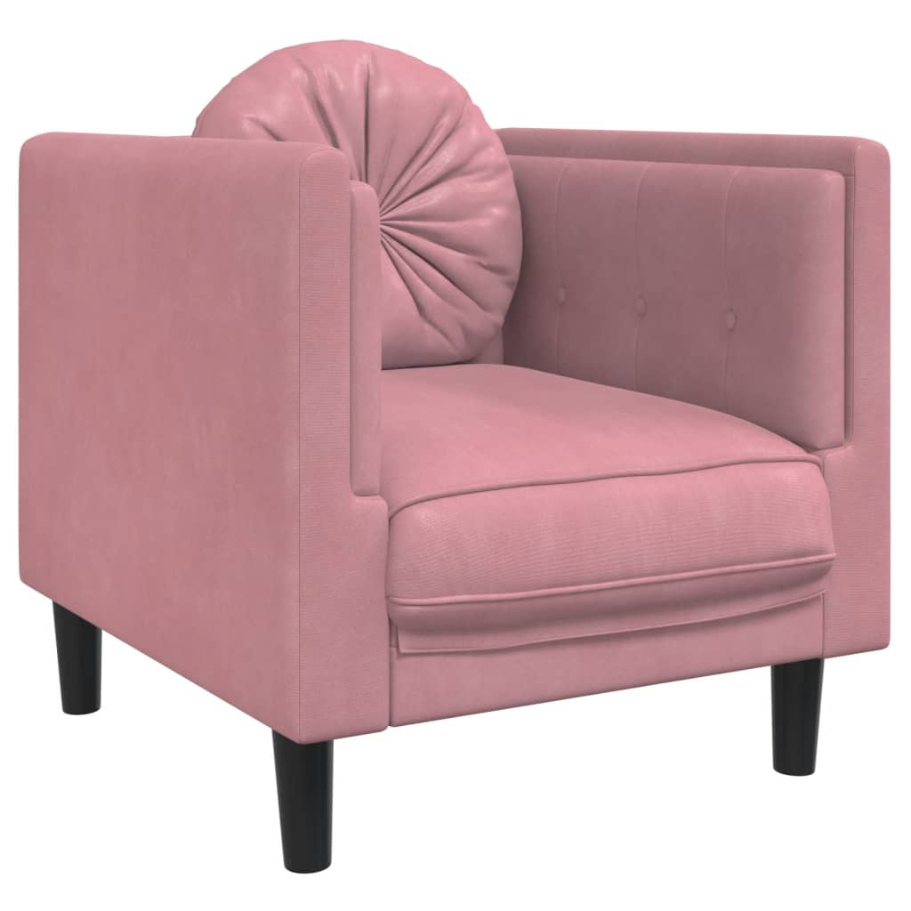 Fauteuil avec coussin rose velours Canapés vidaXL   