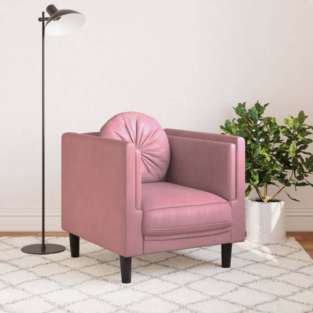 Fauteuil avec coussin rose velours Canapés vidaXL   