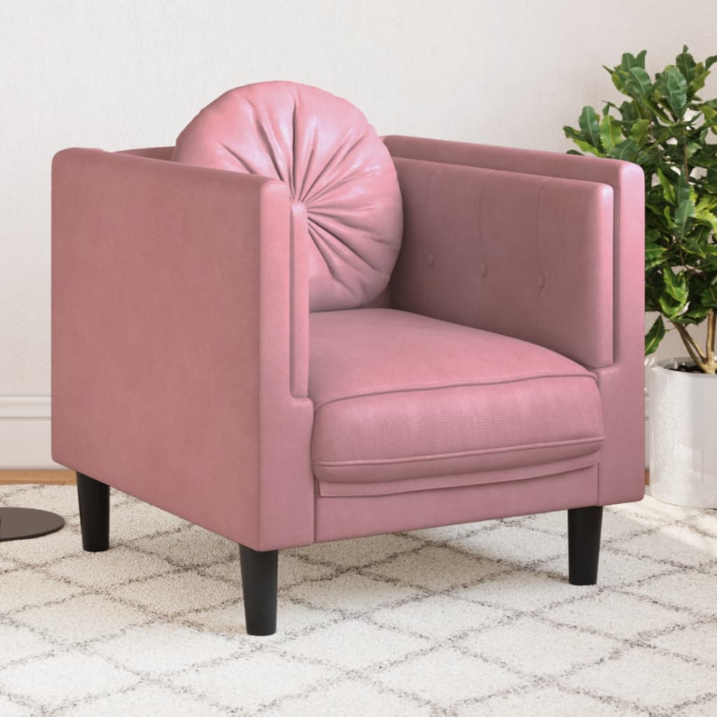 Fauteuil avec coussin rose velours Canapés vidaXL   