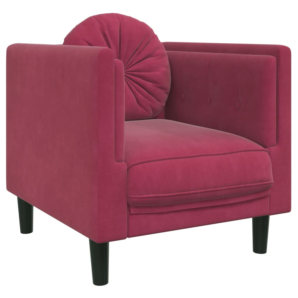 Fauteuil avec coussin rouge bordeaux velours Canapés vidaXL   