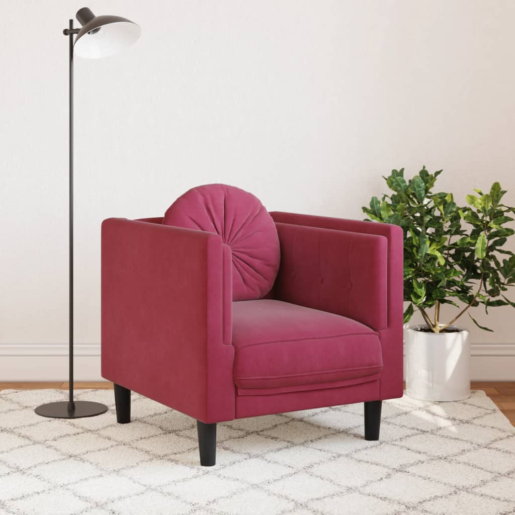 Fauteuil avec coussin rouge bordeaux velours Canapés vidaXL   