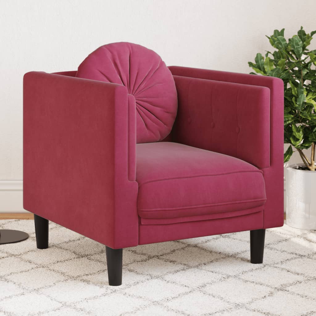 Fauteuil avec coussin rouge bordeaux velours Canapés vidaXL   