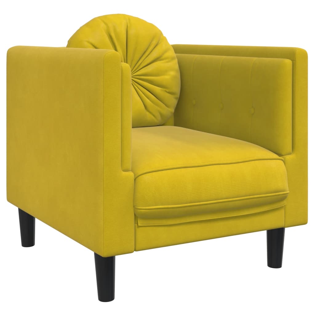 Fauteuil avec coussin jaune velours Canapés vidaXL   