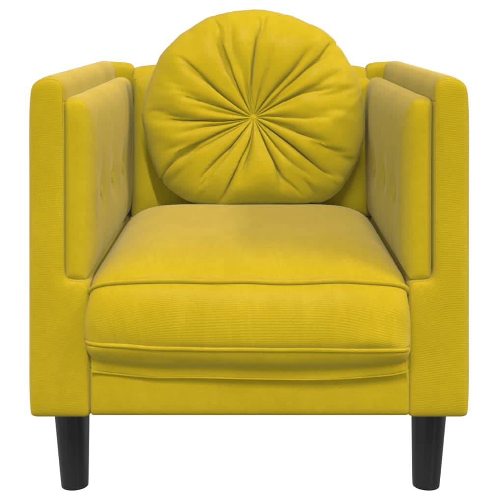 Fauteuil avec coussin jaune velours Canapés vidaXL   