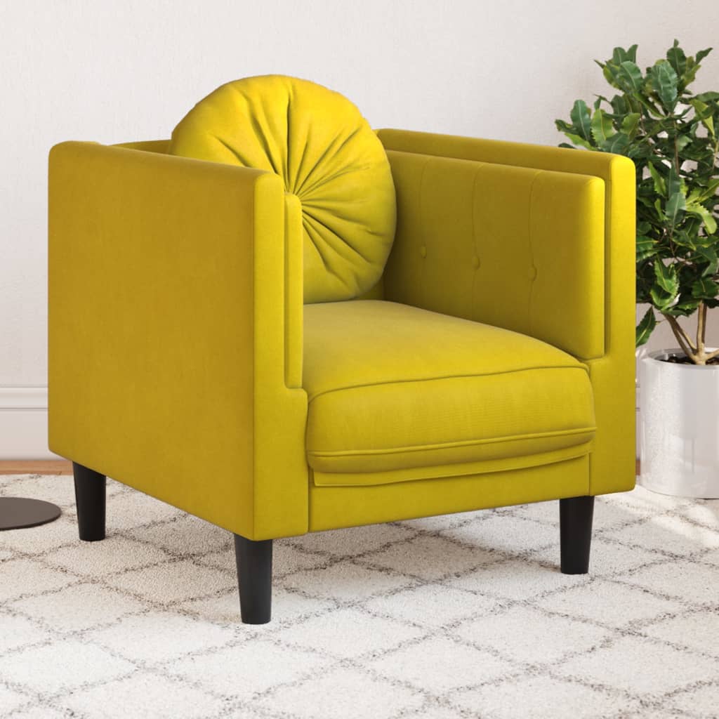 Fauteuil avec coussin jaune velours Canapés vidaXL   