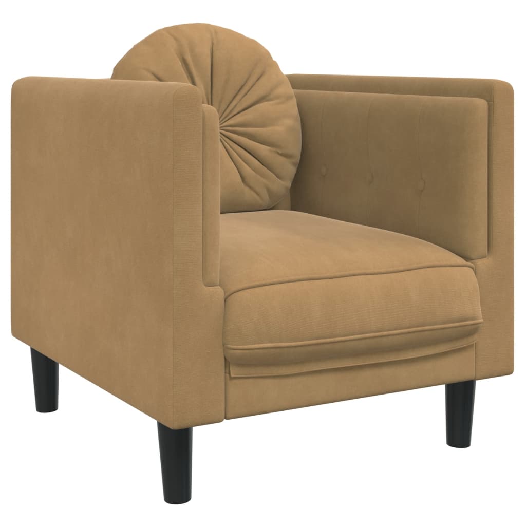 Fauteuil avec coussin marron velours Canapés vidaXL   