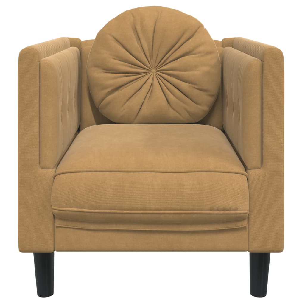 Fauteuil avec coussin marron velours Canapés vidaXL   