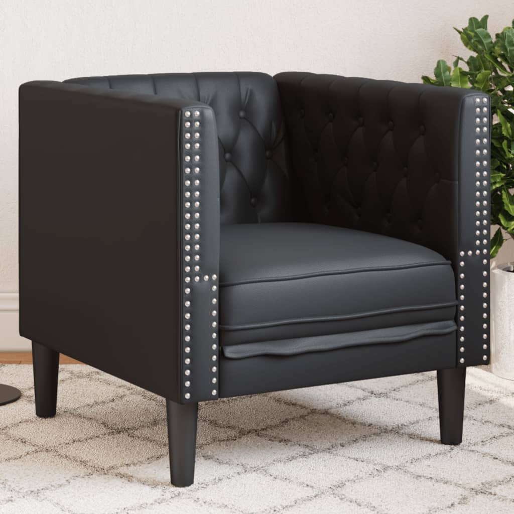 Fauteuil Chesterfield noir similicuir Canapés vidaXL   