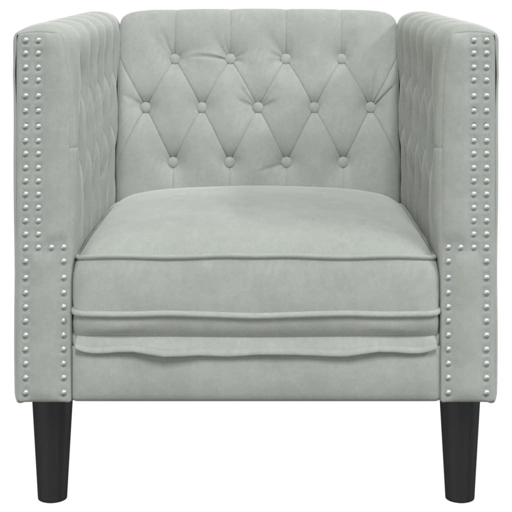 Fauteuil Chesterfield gris clair velours Canapés vidaXL   