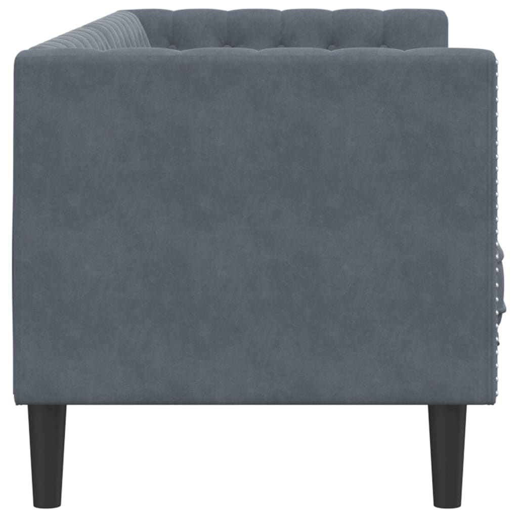 Canapé Chesterfield avec traversins 3 places gris foncé velours Canapés vidaXL   