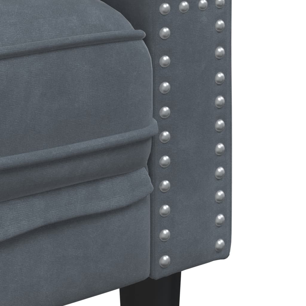 Canapé Chesterfield avec traversins 3 places gris foncé velours Canapés vidaXL   