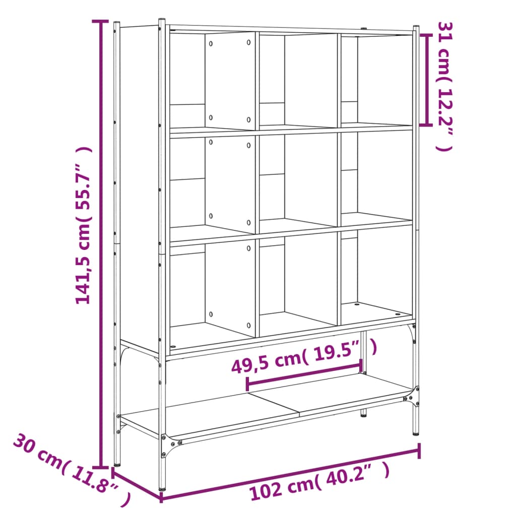 Image Bibliothèque chêne fumé 102x30x141,5 cm bois d'ingénierie | Xios Store SNC vidaXL Xios Store SNC