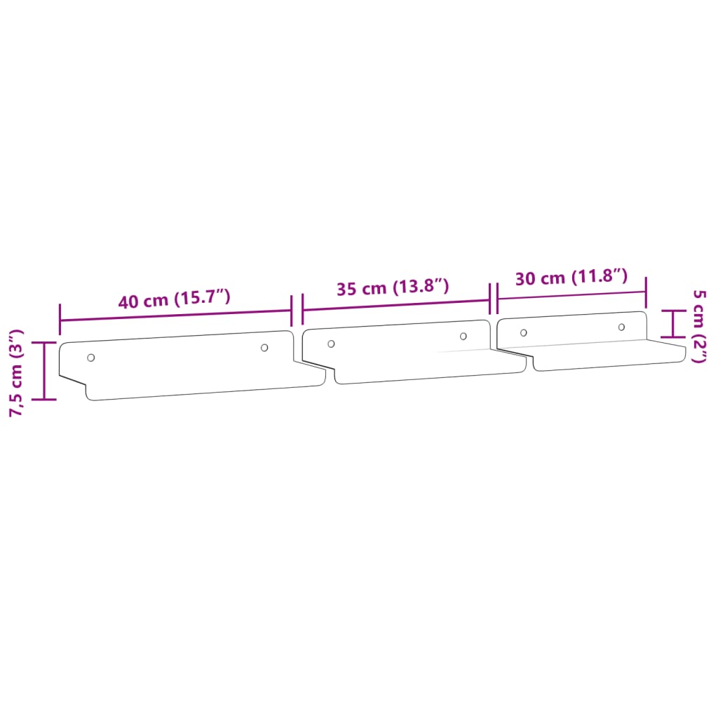 Étagères murales 3 pcs argenté acier inoxydable Étagères murales & corniches vidaXL   