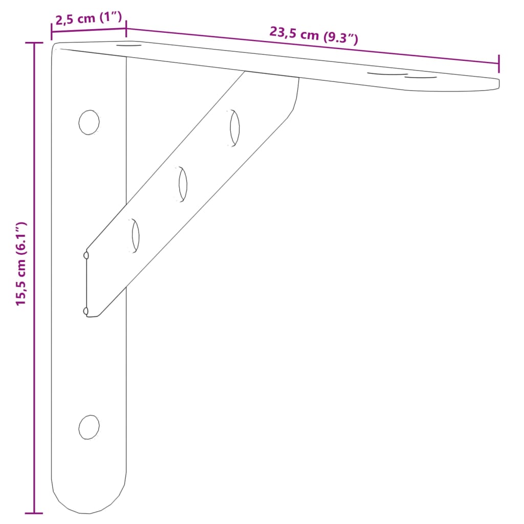 Supports d'étagères 4pcs argenté acier inoxydable Étagères murales & corniches vidaXL   