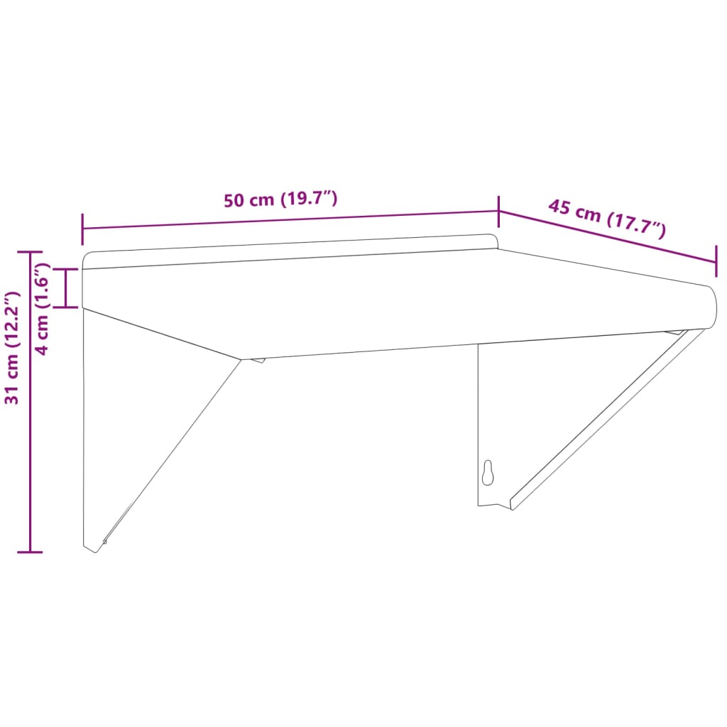 Supports d'étagères 4 pcs 23,5x2,5x15,5cm noir acier inoxydable Étagères murales & corniches vidaXL   