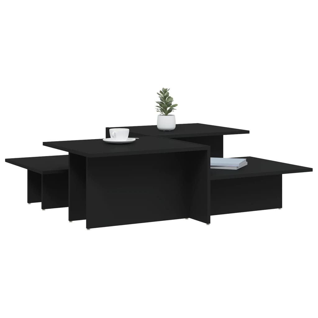 Tables basses 2 pcs Noir Bois d'ingénierie Tables basses vidaXL   