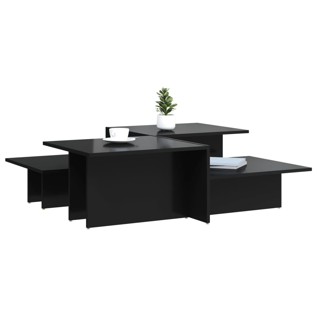 Tables basses 2 pcs noir brillant bois d'ingénierie Tables basses vidaXL   