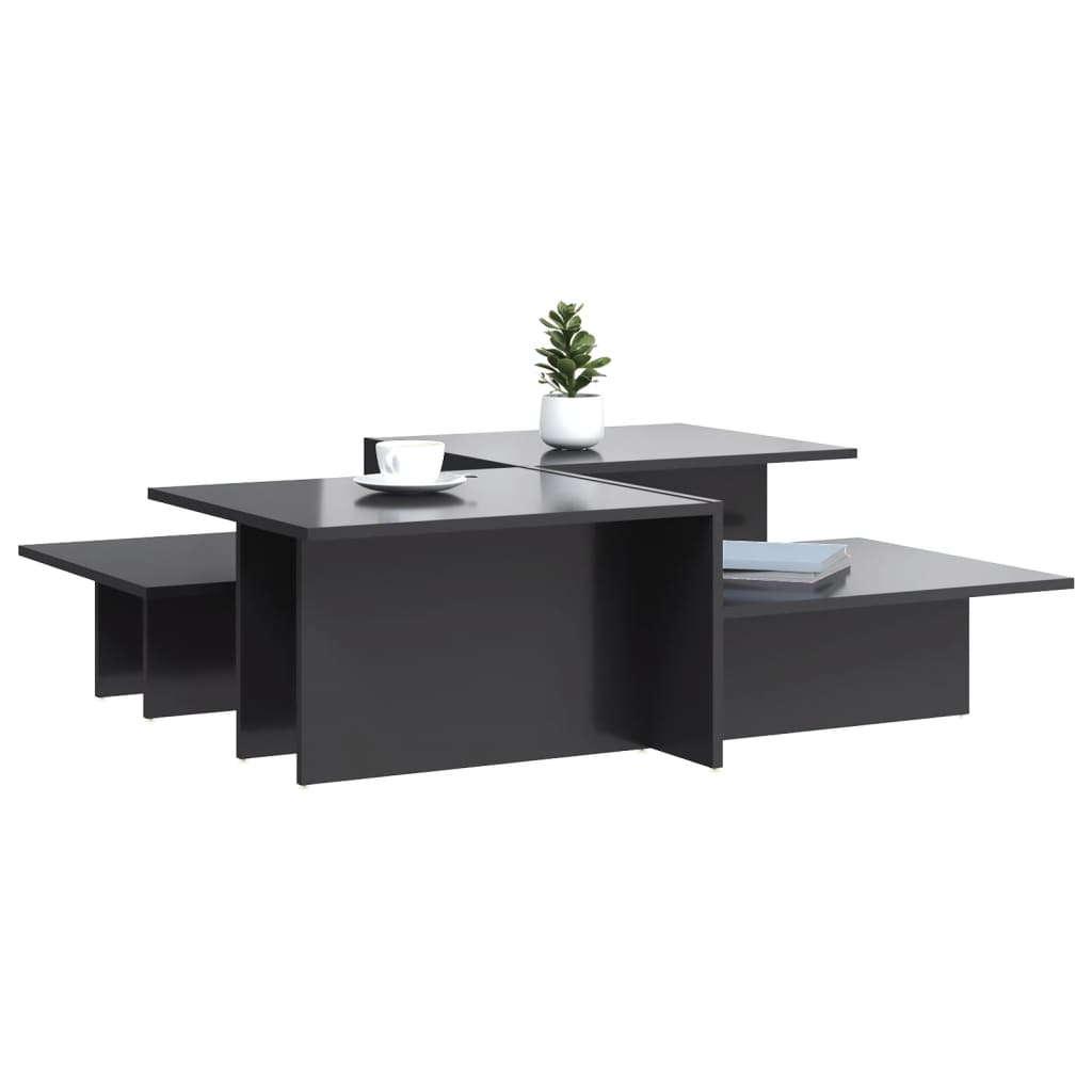 Tables basses 2 pcs gris brillant bois d'ingénierie Tables basses vidaXL   