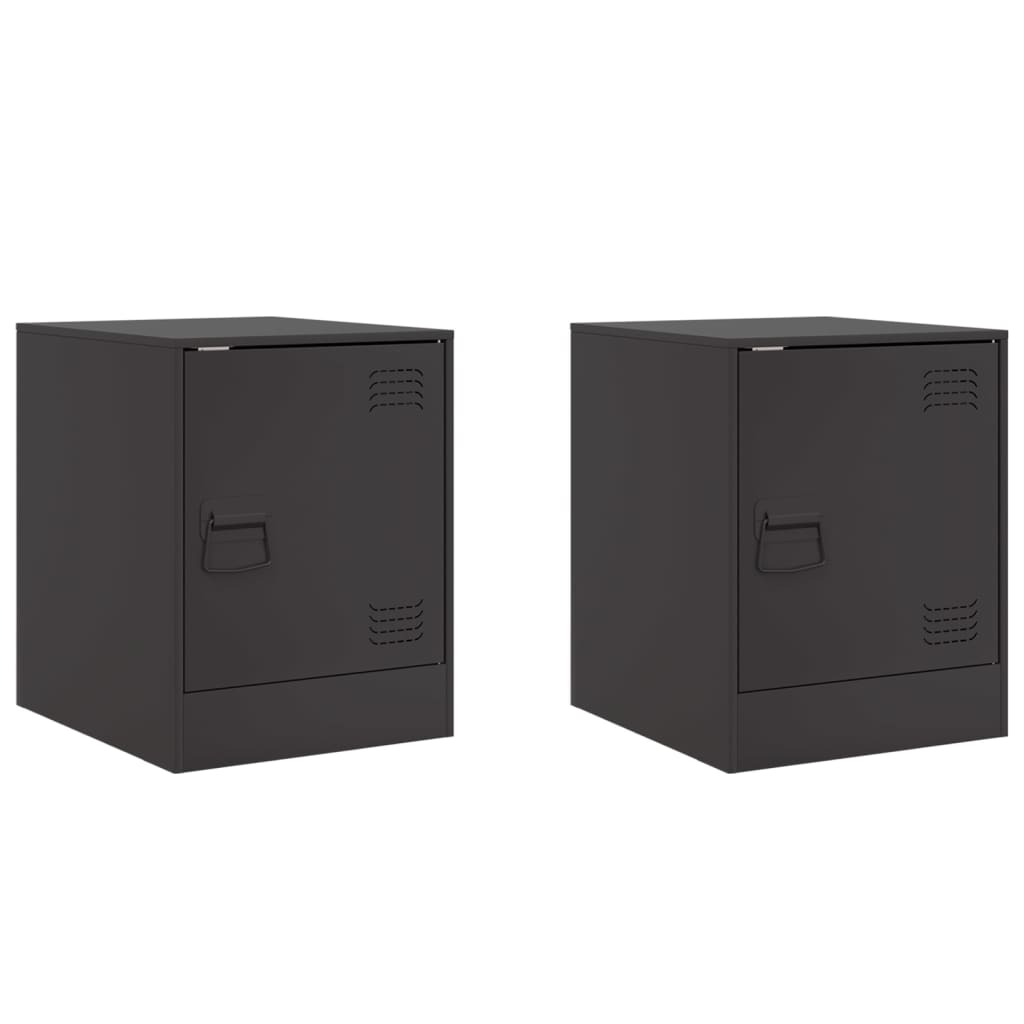 Tables de chevet 2 pcs noir 34,5x39x44 cm acier Tables de chevet vidaXL   