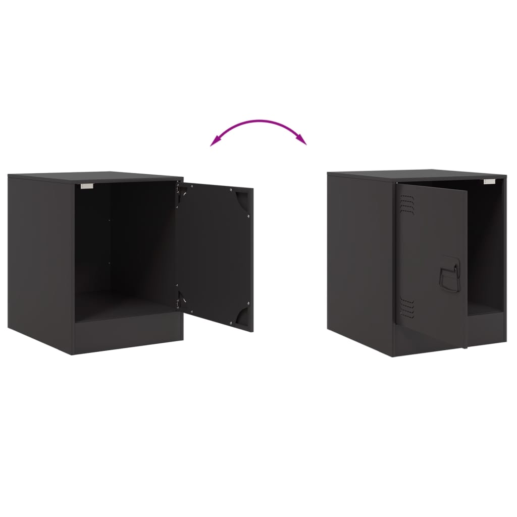 Tables de chevet 2 pcs noir 34,5x39x44 cm acier Tables de chevet vidaXL   