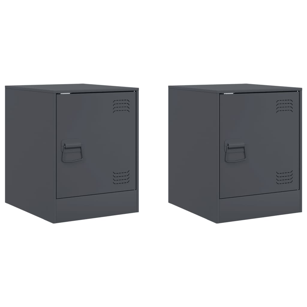 Tables de chevet 2 pcs anthracite 34,5x39x44 cm acier Tables de chevet vidaXL   