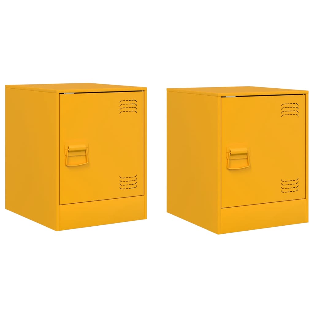 Tables de chevet 2 pcs jaune moutarde 34,5x39x44 cm acier Tables de chevet vidaXL   