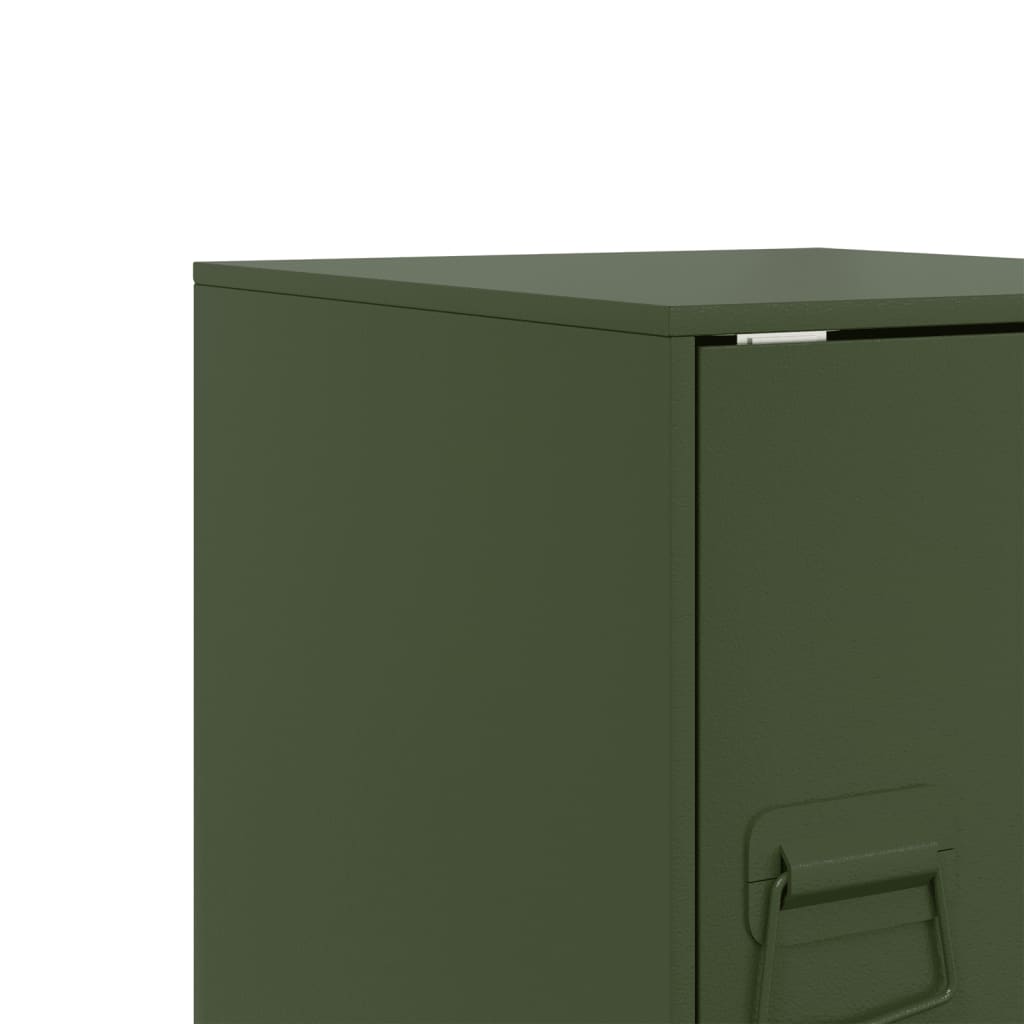 Tables de chevet 2 pcs noir vert olive 34,5x39x44 cm acier Tables de chevet vidaXL   