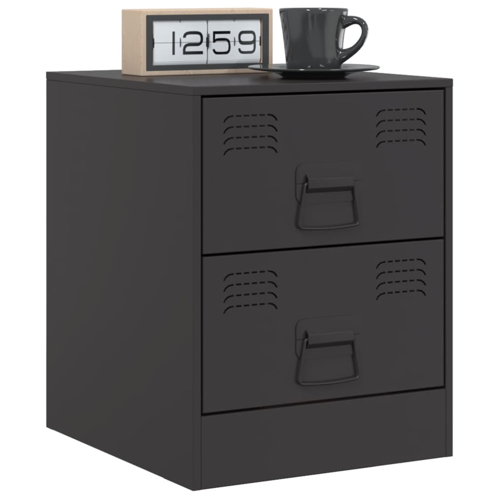 Table de chevet noir 34,5x39x44 cm acier Tables de chevet vidaXL   